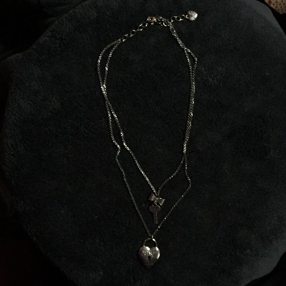 Betsey Johnson 2 Tier Heart Lock Necklace